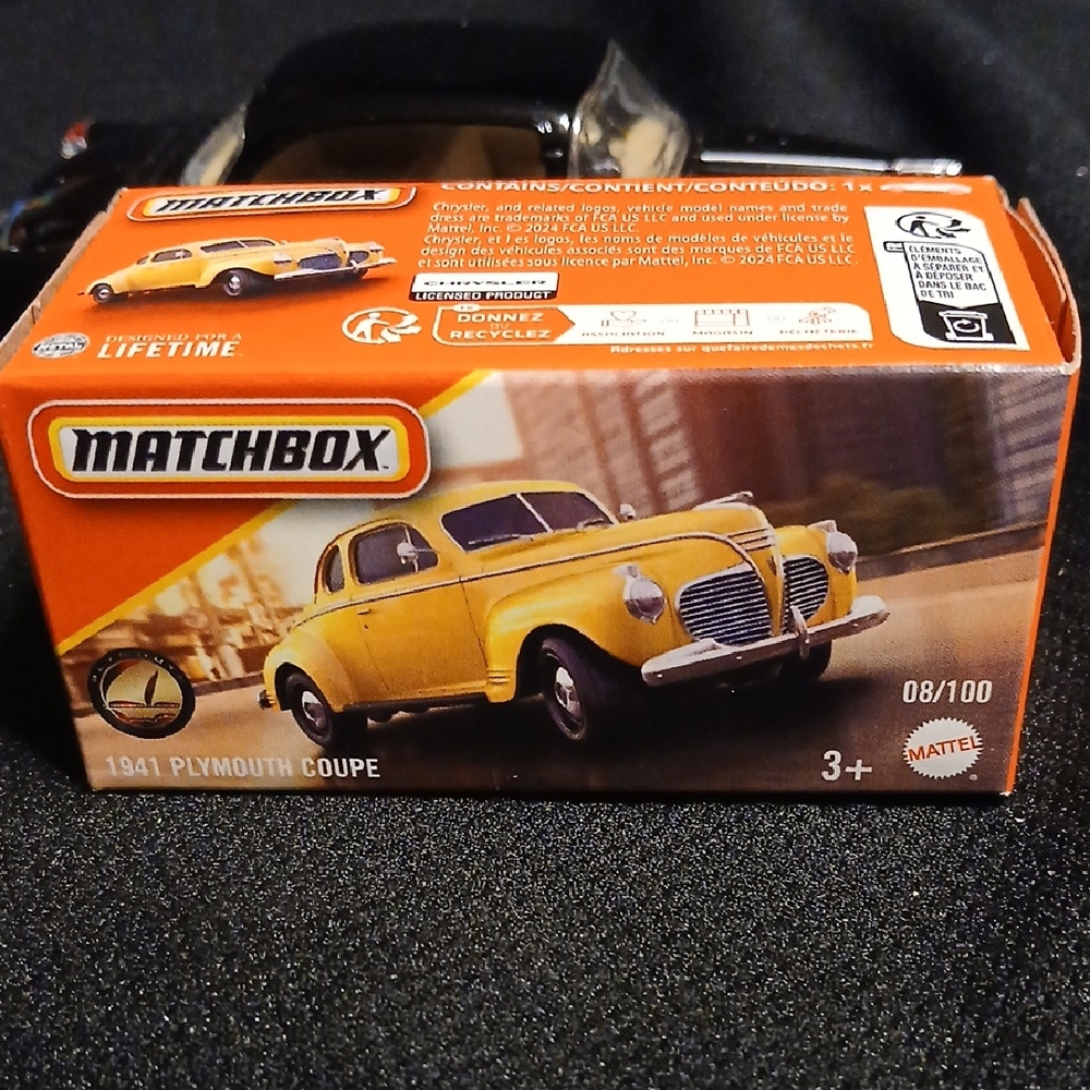 Matchbox 1941 Plymouth Coupe Toy Car - Yellow